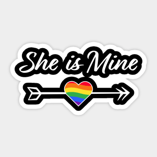 Rainbow She Is Mine For Lesbian Lovers Sticker